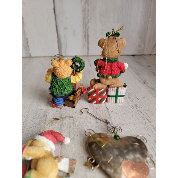 Vintage bear rustic style variety heart ornament Xmas set - Picture 6 of 7
